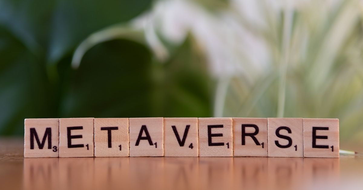 A close up of a block that says metaverse on it